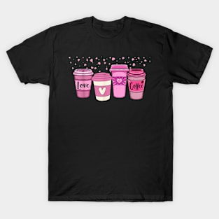 Coffee Lover, Pink Hearts, Galentines day, Valentines day T-Shirt